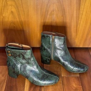 & Other Stories Green Faux Snake Skin Booties 9.5